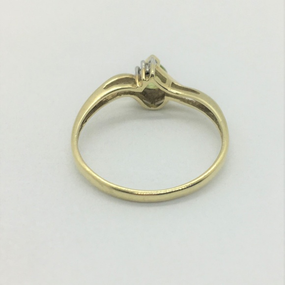 10k Gold Heart Tourmaline & Diamond Ring Size 7 - Picture 5 of 7